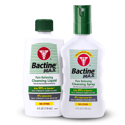 BACTINE MAX PAIN RELIEVING CLEANSING SPRAY & LIQUID Max Strength Germ Killing & Pain Reliever